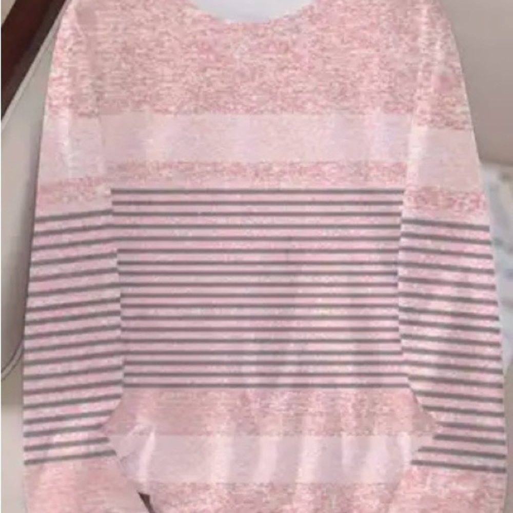 Women's Pink Striped Long Sleeve Crewneck Top - Picture 5 of 9